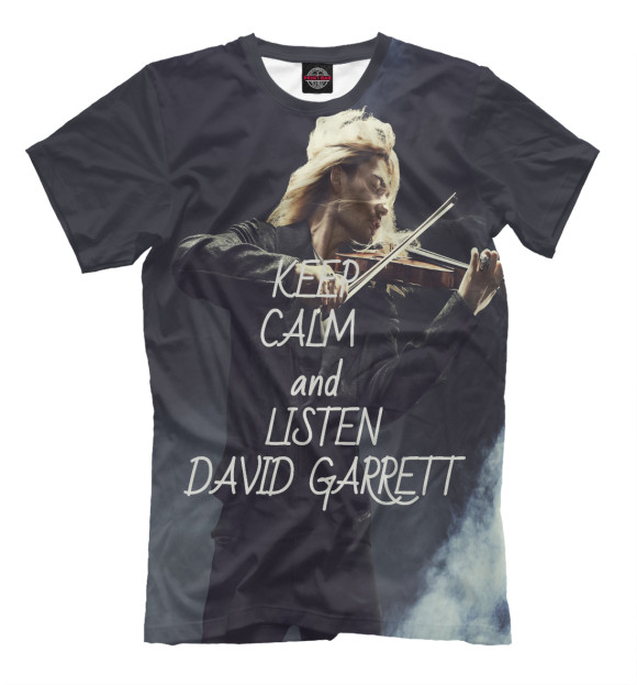 Мужская футболка с изображением Keep calm and listen David Garrett цвета Молочно-белый