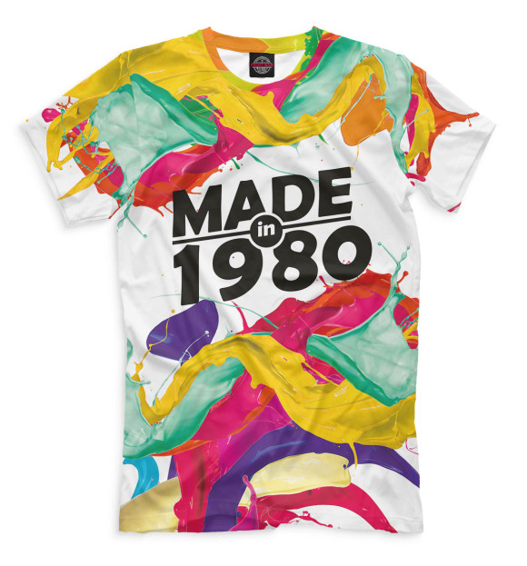 Футболка для мальчиков с изображением Made in 1980 цвета Молочно-белый