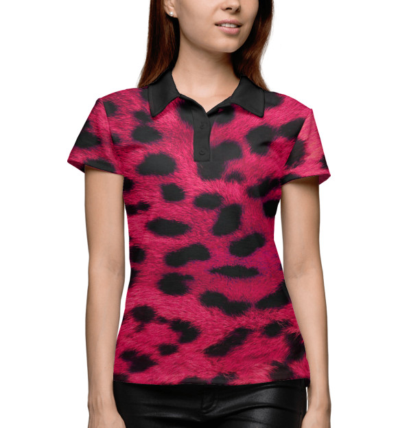 Женское поло с изображением Окрас леопарда цвета Белый