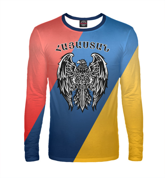 Мужской лонгслив с изображением Armenia (Армения) цвета Белый