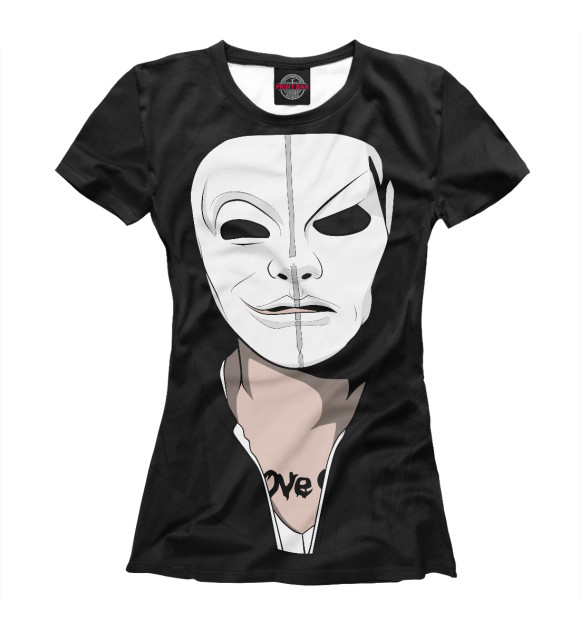 Женская футболка с изображением Hollywood Undead Da Kurlzz SS art3 цвета Белый