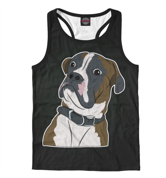 Мужская майка-борцовка с изображением Собака цвета Белый