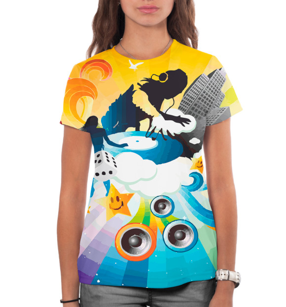 Женская футболка с изображением Electronic цвета Белый