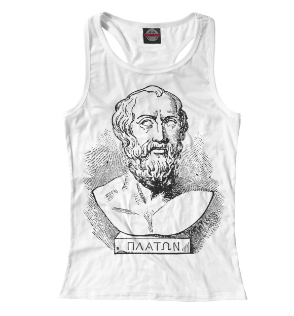 Женская майка-борцовка с изображением Платон цвета Белый