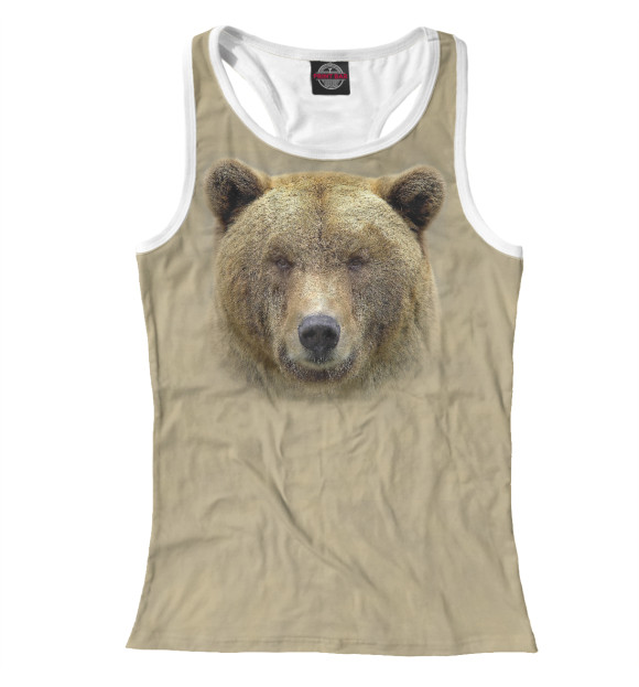 Женская майка-борцовка с изображением Мишка цвета Белый