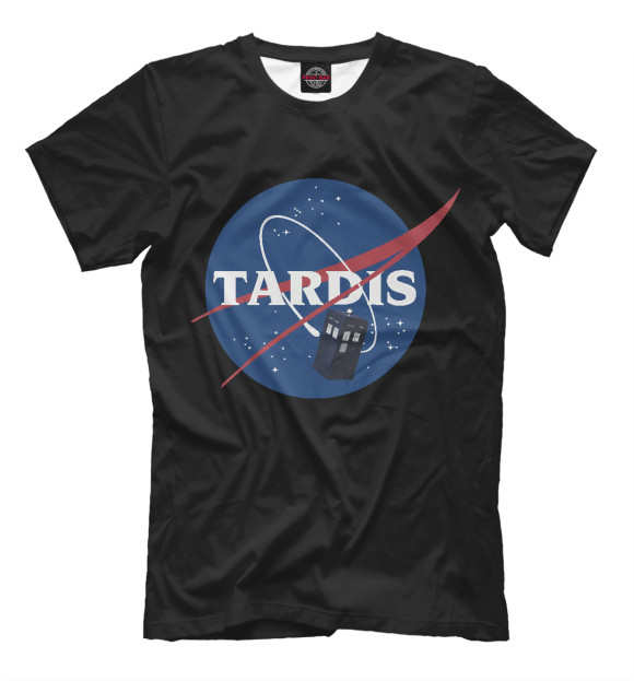 Мужская футболка с изображением Tardis NASA цвета Черный
