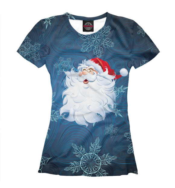 Женская футболка с изображением Веселый Дед Мороз цвета Белый