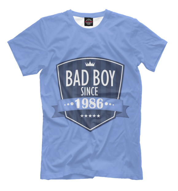 Мужская футболка с изображением Плохой мальчик с 1986 цвета Грязно-голубой