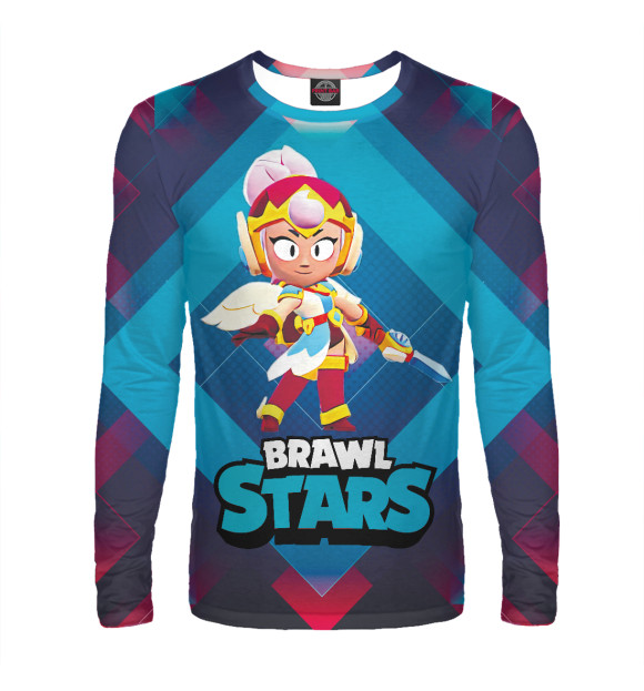 Мужской лонгслив с притом Джанет Janet BrawlStars цвета Белый Мужской лонгслив с изображением Джанет Janet BrawlStars цвета Белый