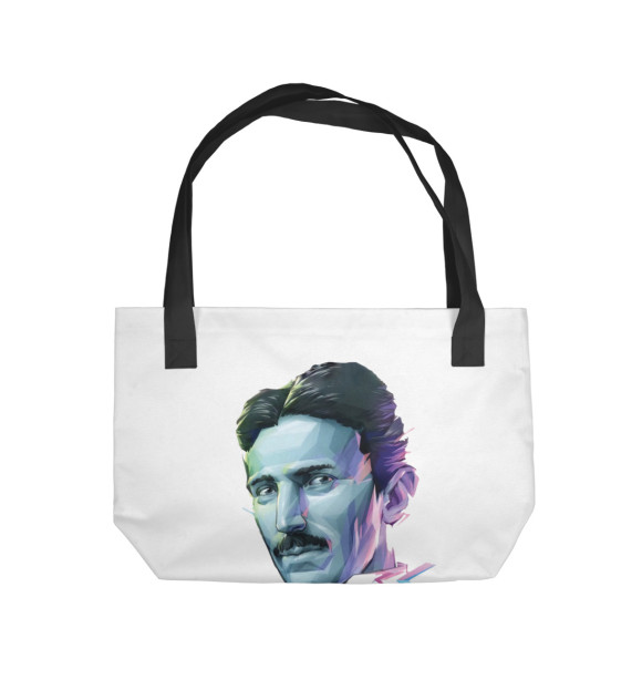 Пляжная сумка с изображением Никола Тесла цвета 
