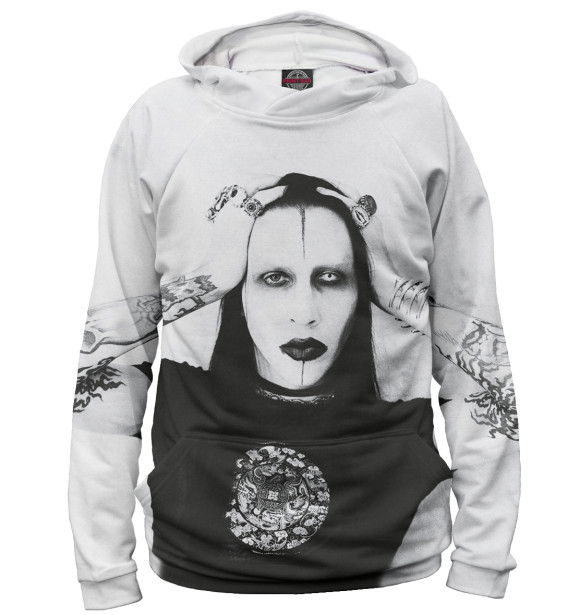Мужское худи с изображением Marilyn Manson цвета Белый