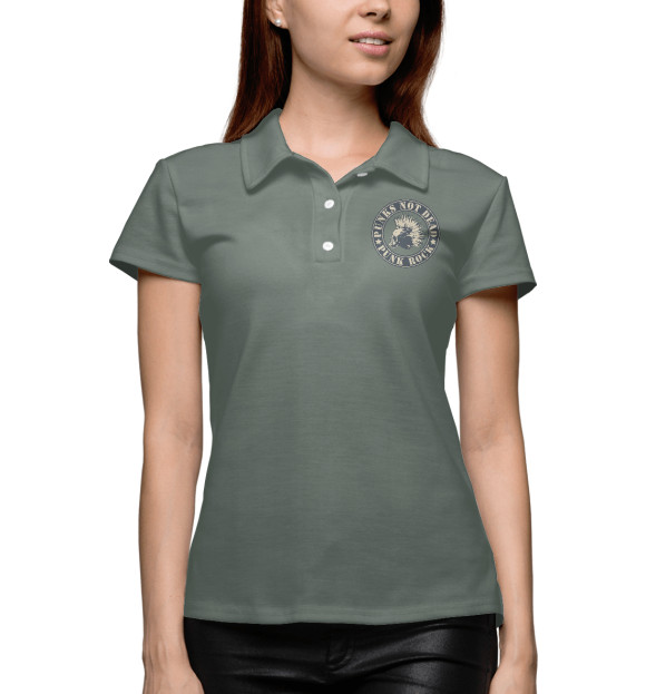 Женское поло с изображением Punks not dead цвета Белый