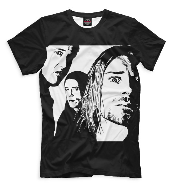 Мужская футболка с изображением Nirvana цвета Черный