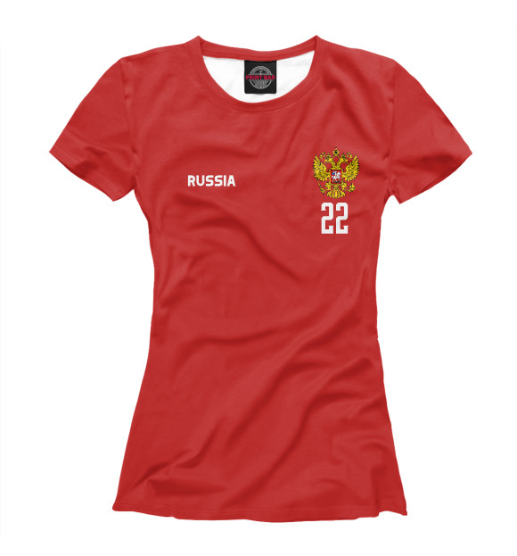 Женская футболка с изображением Россия Дзюба цвета Белый