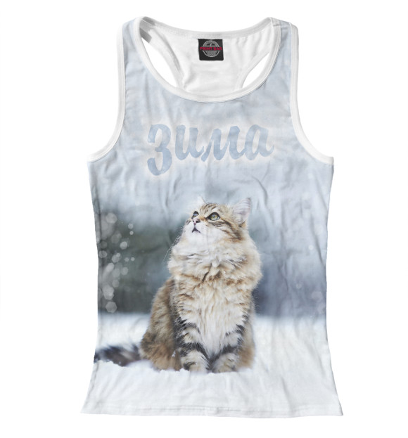 Женская майка-борцовка с изображением Зима цвета Белый