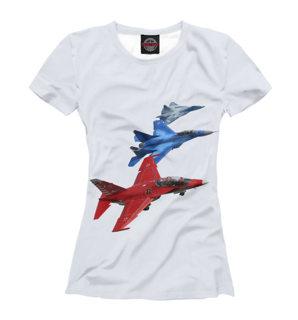 Женская футболка с изображением Авиатриколор цвета Белый