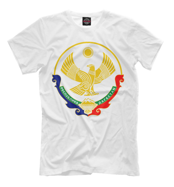 Мужская футболка с изображением Герб Дагестана цвета Молочно-белый