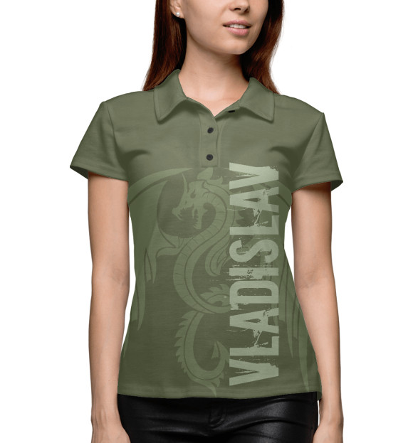 Женское поло с изображением Владислав и дракон цвета Белый