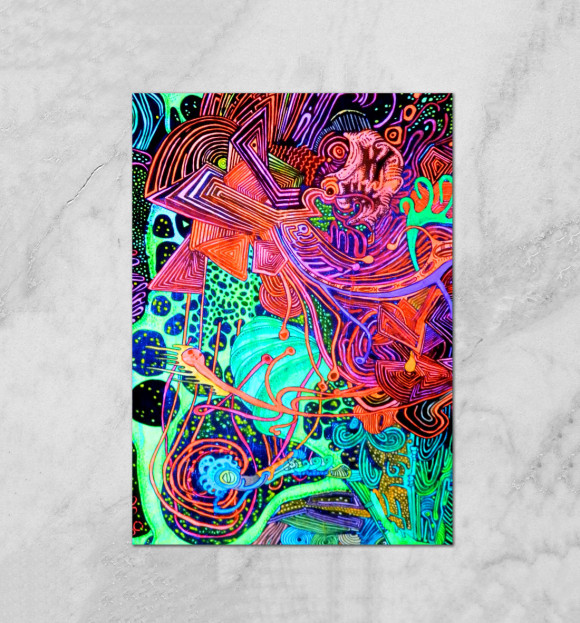 Плакат с изображением Psychedelic цвета Белый