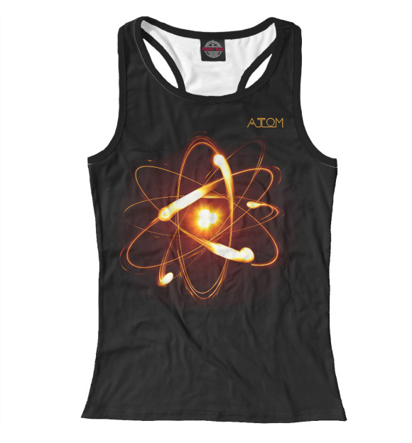 Женская майка-борцовка с изображением Атом цвета Белый