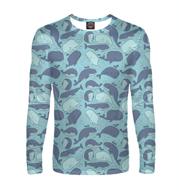 Мужской лонгслив с изображением Киты цвета Белый