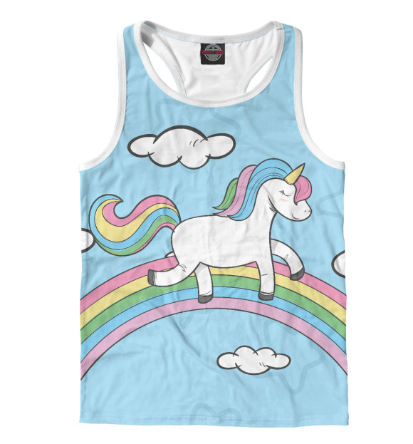 Мужская майка-борцовка с изображением Прекрасный единорожка цвета Белый