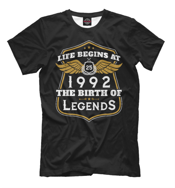 Мужская футболка с изображением 1992 - рождение легенды цвета Черный