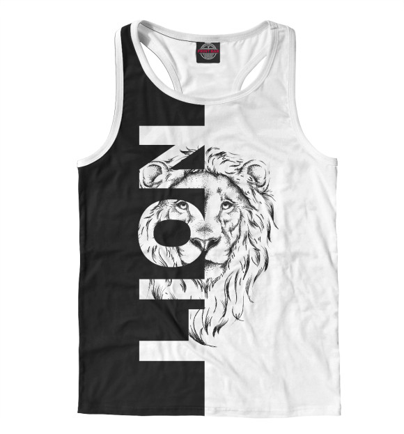 Мужская майка-борцовка с изображением Лев цвета Белый