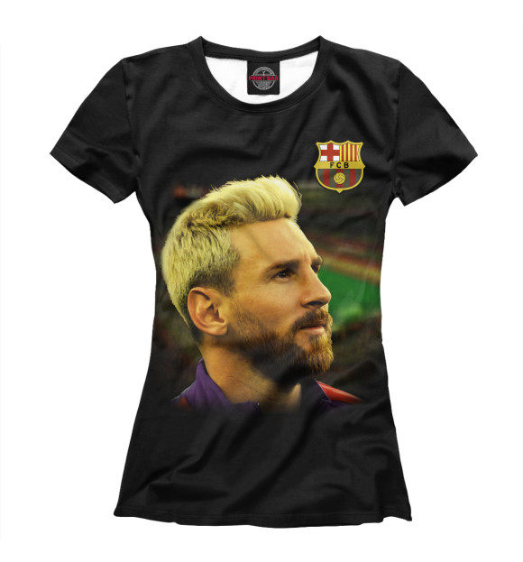 Женская футболка с изображением Messi king Leo цвета Белый