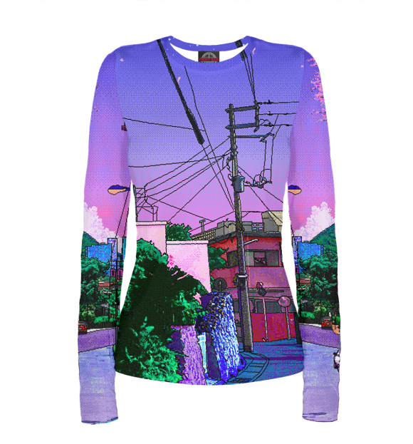 Женский лонгслив с изображением Жесткий pixel art цвета Белый