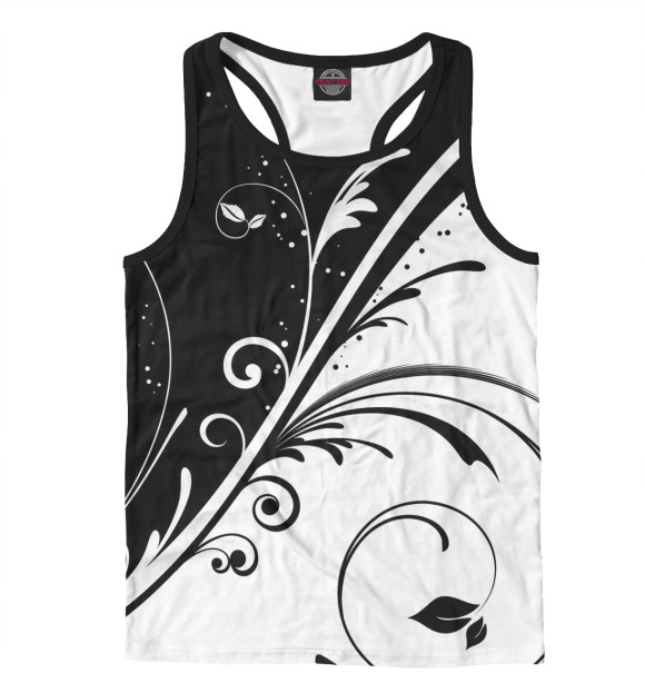 Мужская майка-борцовка с изображением Черно-белый узор цвета Белый
