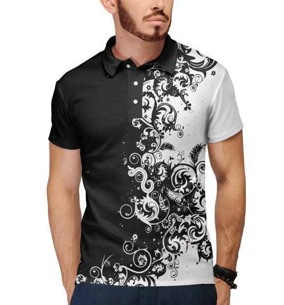 Мужское поло с изображением Орнамент цвета Белый