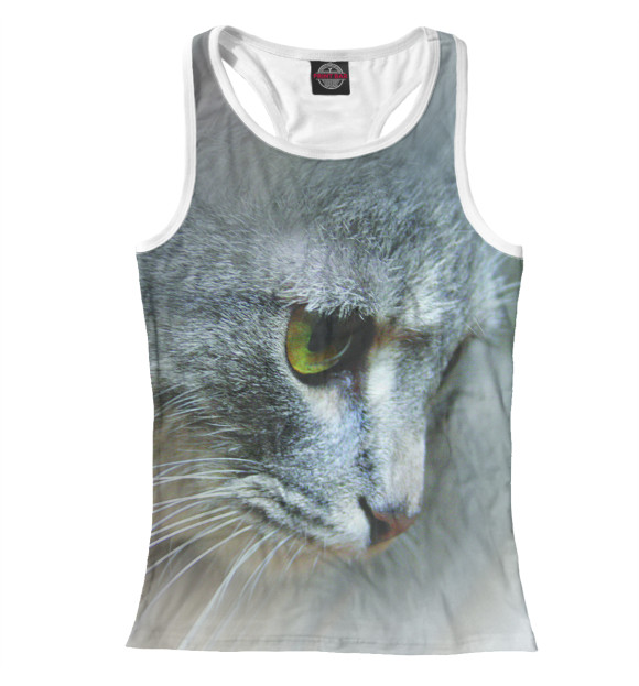 Женская майка-борцовка с изображением кошачий взгляд цвета Белый
