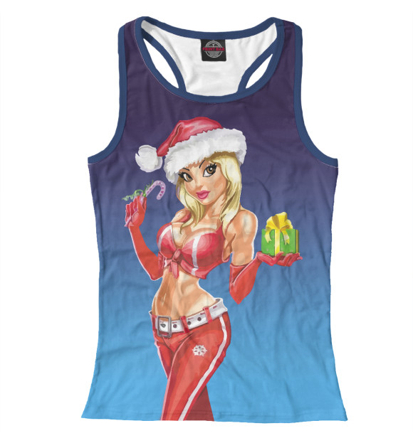 Женская майка-борцовка с изображением Снегурочка цвета Белый