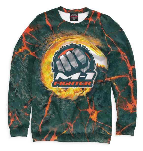 Мужской свитшот с изображением M-1 Fighter цвета Белый