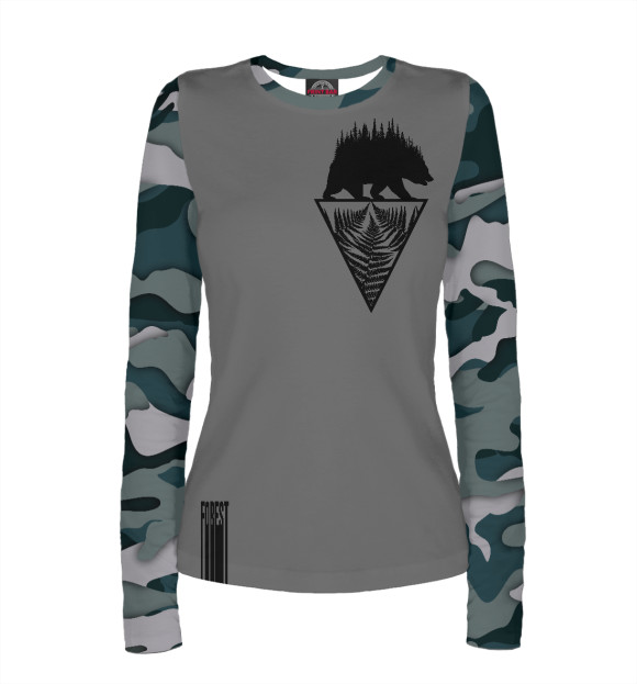 Женский лонгслив с изображением Forest Bear цвета Белый