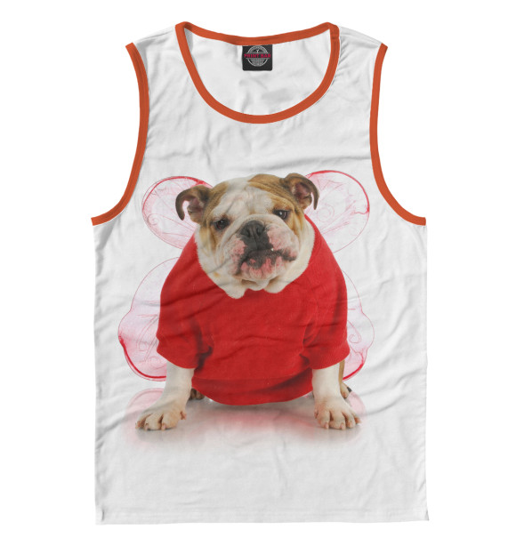 Мужская майка с изображением Бульдог цвета Белый