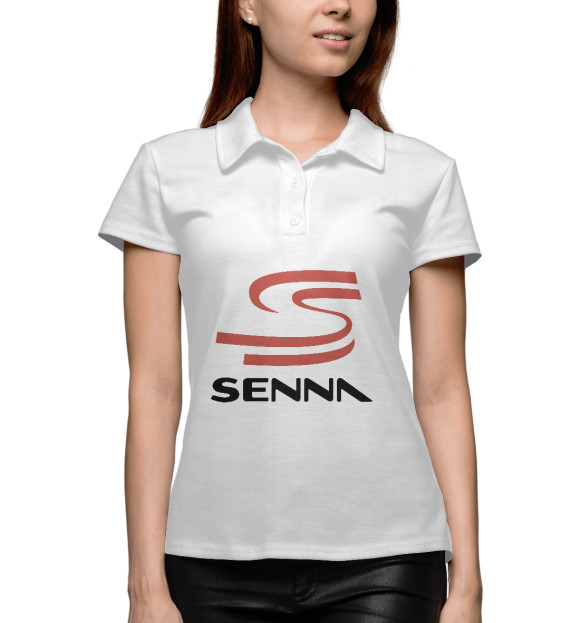 Женское поло с изображением Senna Logo цвета Белый