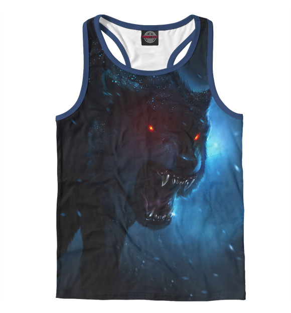 Мужская майка-борцовка с изображением Волк цвета Белый