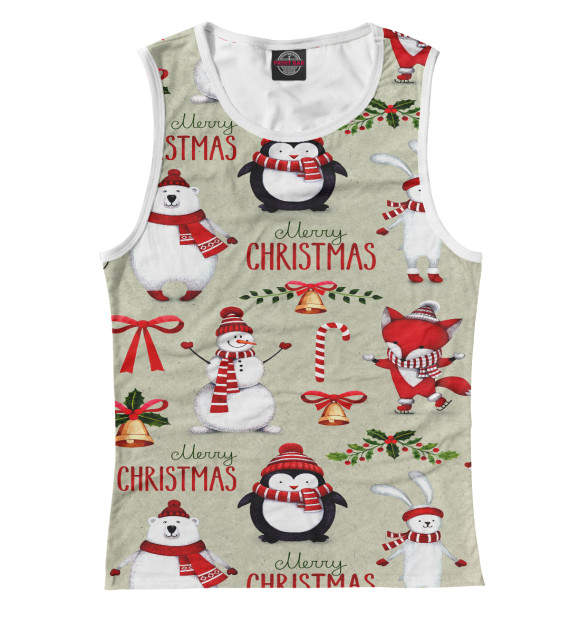 Женская майка с изображением Christmas цвета Белый