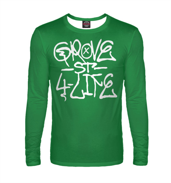 Мужской лонгслив с изображением Grove street4life цвета Белый