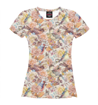 Женская футболка Птицы и цветы