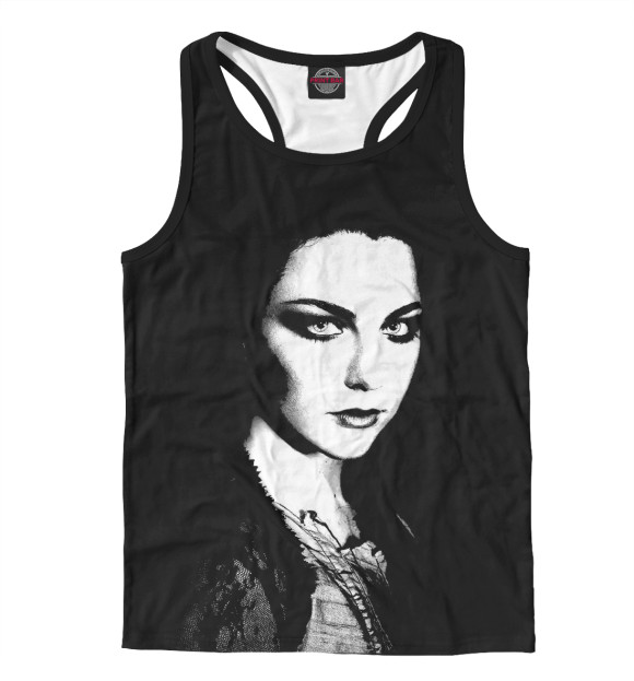 Мужская майка-борцовка с притом Эми Ли в чёрном цвета Белый Мужская майка-борцовка с изображением Эми Ли в чёрном цвета Белый