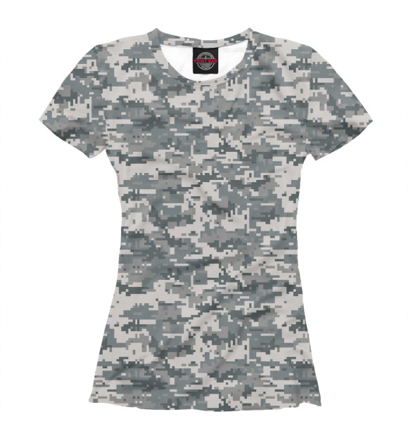 Футболка для девочек с изображением Цифровой серый камуфляж цвета Белый