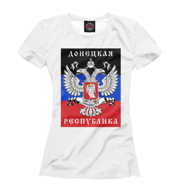 Женская футболка с изображением ДНР цвета Белый