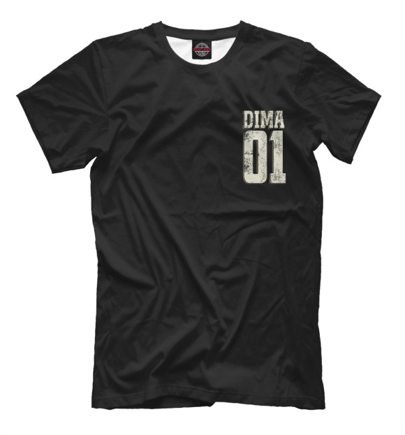 Мужская футболка с изображением Дима 01 цвета Черный