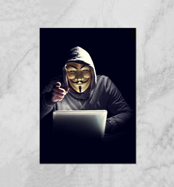 Плакат с изображением Анонимус цвета Белый