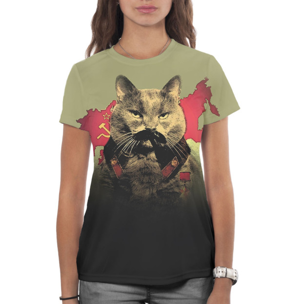 Женская футболка с изображением Иосиф Сталин цвета Белый