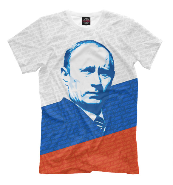 Мужская футболка с изображением Путин цвета Молочно-белый