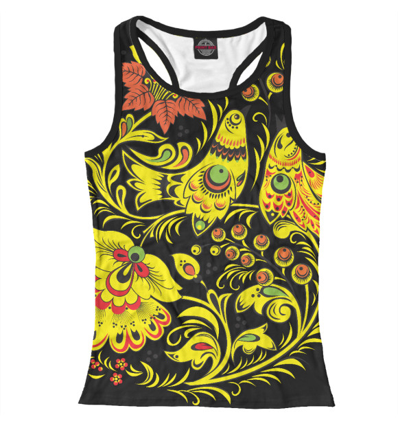 Женская майка-борцовка с притом Русский стиль цвета Белый Женская майка-борцовка с изображением Русский стиль цвета Белый